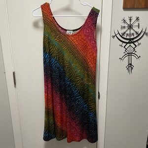 Women's Jostar Animal Print‎ Rainbow Colorful Tank Dress Made In USA